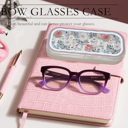Cute hard shell bow glasses case cat transparent glasses case sunglasses glasses Size is 6.9 x 3.2 x 1.2inches - color: Case -Flower