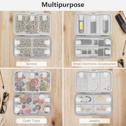 FYY Weekly Pill Organizer with Labels,8 Compartments Travel Daily Pill Case Airtight Moistureproof Large Pill Box to Hold Vitamins, Fish Oil, Supplements,Cotton Swab and Bandages-Grey - color: Grey