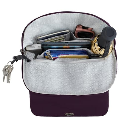 Travelon Anti-Theft Runways Compact Backpack - color: Plum