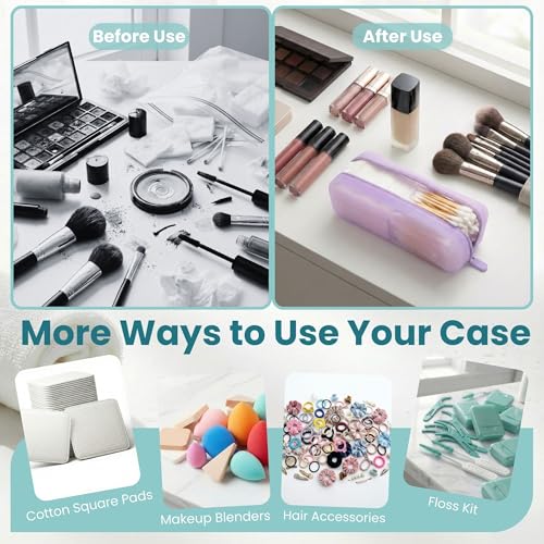 Cotton Pad Swab Travel Case, 2-in-1 Waterproof Organizer, VISFRESH (Purple) - color: Purple