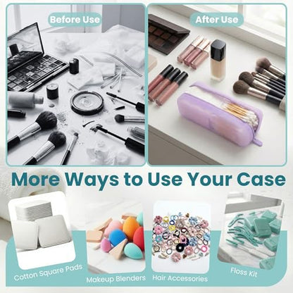 Cotton Pad Swab Travel Case, 2-in-1 Waterproof Organizer, VISFRESH (Purple) - color: Purple