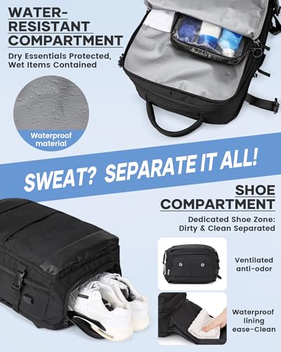 Vacuum Backpack Travel with Pump, Travel Carry On Backpack with Vacuum Compression System, Mochila de viaje compresion al vacio - Black - color: B- Black