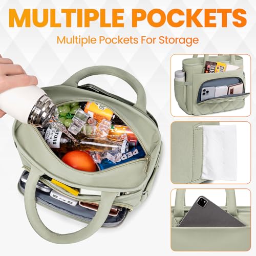 Artelaris Lunch Bag Women, Adult Insulated Lunch Box, Leakproof Lunch Cooler Bag, Reusable Large Lunch Cooler for Work, Picnic, Travel (Green) - color: Green