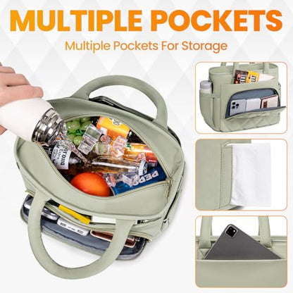 Artelaris Lunch Bag Women, Adult Insulated Lunch Box, Leakproof Lunch Cooler Bag, Reusable Large Lunch Cooler for Work, Picnic, Travel (Green) - color: Green