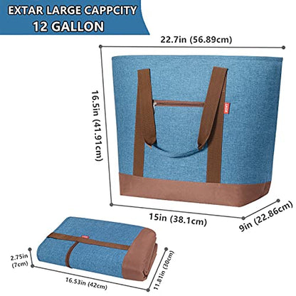 LHZK Jumbo Insulated Cooler Bag with Thermal Foam Insulation, Premium Leakproof Cooler Tote Bag with Zipper, Insulated Hot Cold Bag for Food Transport, Picnic, Travel, Beach (50L, Blue) - color: Blue