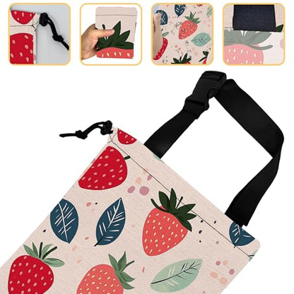 Cartoon Strawberry Car Garbage Bag, Small Car Trash Bag Hanging,Drawstring Car Garbage Bag with Adjustable Buckle for Car Back Seat,SUVs,Camping,Road Trips - color: Cartoon Strawberry
