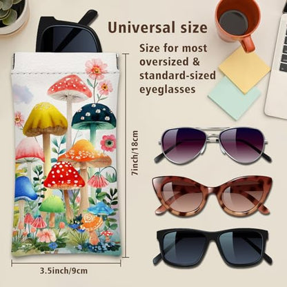 Eyeglass Cases 4 Pack,Boho Floral Pattern Sunglasses Case,PU Leather Soft Eye Glass Pouch for Women Men Student - color: Beige