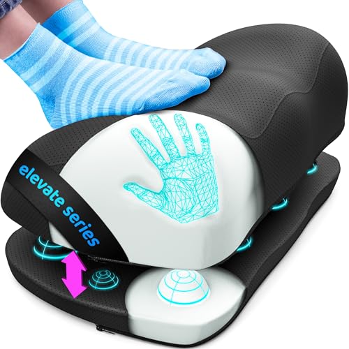 Elevate Series by Everlasting Comfort Adjustable Cloud Foot Rest for Under Desk at Work with Pressure Point Nodes - Comfortable Memory Foam Office Foot Stool & Desk Pillow, Gaming & Home Accessories - color: Black Footcloud, size: Large - Office