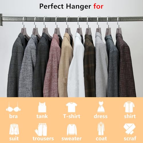 DEDU Suit Hangers for Men 10 Pack, Brown Coat Hangers Extra Wide Non Slip Width 17.7", Thick Plastic with Pants Bar & Metal Hook - color: Brown, size: 10 Pack