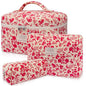 Gosect 3pc Makeup Bag Set, Quilted Makeup Bag Set, Large Floral Cosmetic Bag for Women, Cute Cotton Makeup Bags, Flower Travel Toiletry Organizer Bag (Bright Pink) - color: Bright Pink