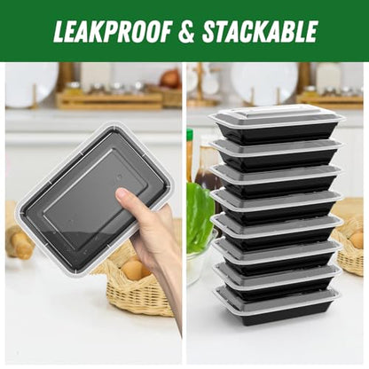 Dealusy 50 Pack (100-Piece) 28 oz Meal Prep Containers Reusable with Lids, Sturdy Leakproof & Food Safe, Microwave, Freezer, Dishwasher Safe Prep Containers, To Go Take Out Plastic Food Storage - size: 28 oz