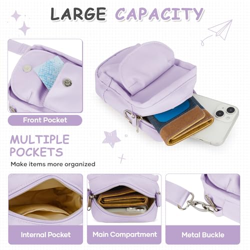SEAFEW Mini Crossbody Bag Shoulder Bag for Men, Small Messenger Satchel Bag for Women - color: Purple - Sling