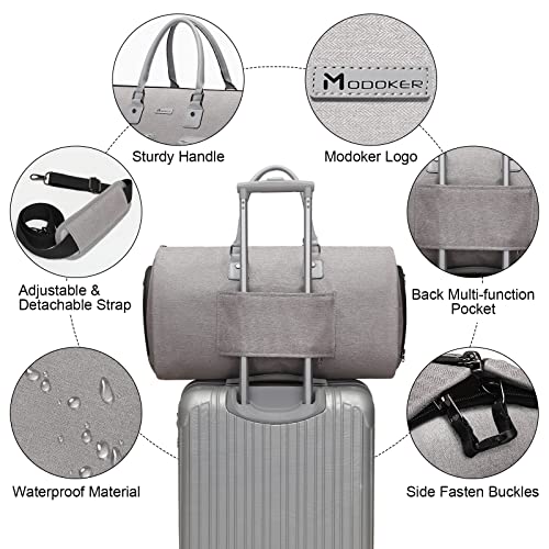 Modoker Convertible Garment Bag with Shoulder Strap, Carry on Garment Duffel Bag for Men Women - 2 in 1 Hanging Suitcase Suit Travel Bags, Light Grey - color: Light Grey