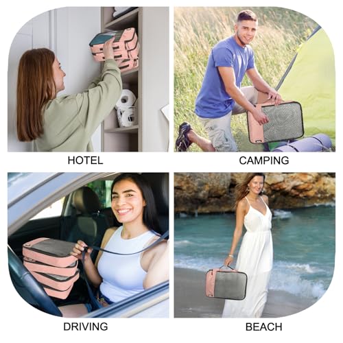 Packing Cubes for Travel Essentials,4 Set Packing Cubes for Suitcases,Lightweight Mesh Luggage Organizer Bag,Meat pink - color: Meat pink