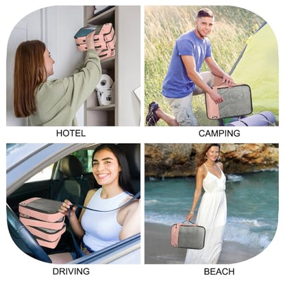 Packing Cubes for Travel Essentials,4 Set Packing Cubes for Suitcases,Lightweight Mesh Luggage Organizer Bag,Meat pink - color: Meat pink