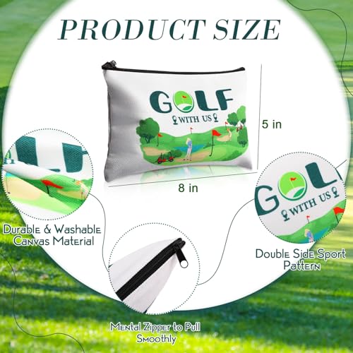 Eccliy 20 Pcs Golf Makeup Bag Golfer Cosmetic Bag Canvas Gifts Golf Accessories for Girls Toiletry Pouch with Zipper for Women Team Party - size: 8 x 5 Inch, style: Golf