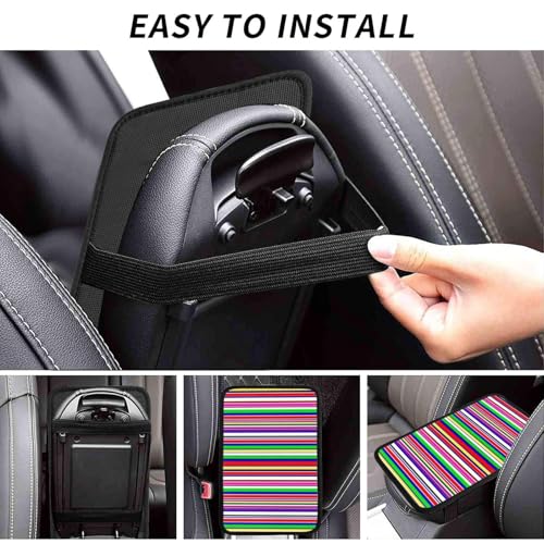 Automotive Interior Upgrade, Novel Colorful Mexican Blanket Stripes, Universal Center Console Cover Pad Protects Your Armrest from Scuffs and Fading - color: Picture (874)