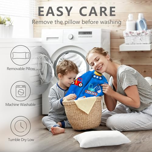 Primlect Thickened Toddler Nap Mat with Removable Pillow and Minky Blanket, Extra Large 55''x35'' Sleeping Bag, Washable, Roll up, Perfect for Daycare, Preschool, Kindergarten, Boys and Girls Blue Car - color: Blue Car