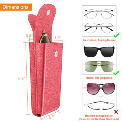 FINTIE Double Glasses Case with Carabiner Hook, Portable Vegan Leather Eyeglass Case Anti-scratch Sunglasses Pouch - color: Watermelon