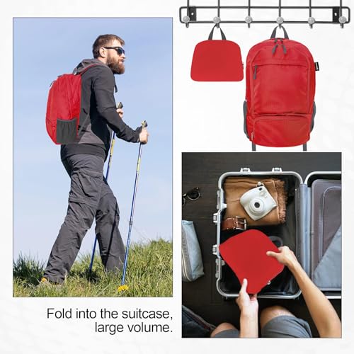 HOLYLUCK 20L Lightweight Packable Hiking Daypack Foldable Backpack for Men Women Small Travel Outdoor Foldable Shoulder Bag-red - color: Red