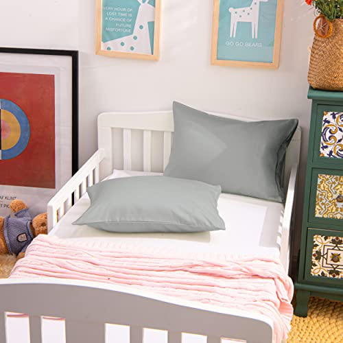 NTBAY Egyptian Cotton Toddler Pillowcases - Set of 2 - Travel Pillow Cases - 500 Thread Count Cotton 13x18 Pillow Covers - Envelope Closure Nursery Pillowcases, 13x18 Inches, Light Grey - color: Light Grey