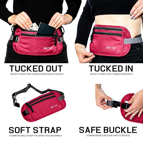 Money Belt For Travel Wallet Belt Passport Holder Travel Pouch to Protect You With RFID Transmissions –Secure, Hidden - color: pink