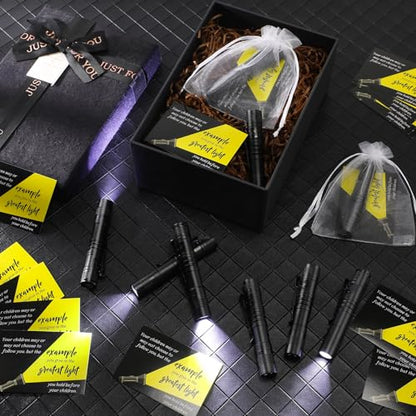 Coume Fathers Day Small Pocket Flashlight Gifts for Church Pocket Light Motivational Quote Card Bible Verse Cards and Organza Bags for Men Thank You Gifts, Not Include Batteries(30 Sets)