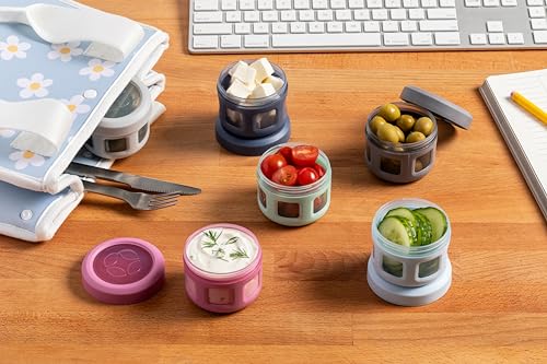 Ello Reusable Condiment Containers with Screw-on Leak Proof Lid | Perfect for Salad Dressing Sauce Dips Lunchbox Picnic Travel Bento Box | BPA-Free | Dishwasher Safe - color: Sugar Rush