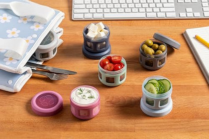 Ello Reusable Condiment Containers with Screw-on Leak Proof Lid | Perfect for Salad Dressing Sauce Dips Lunchbox Picnic Travel Bento Box | BPA-Free | Dishwasher Safe - color: Sugar Rush