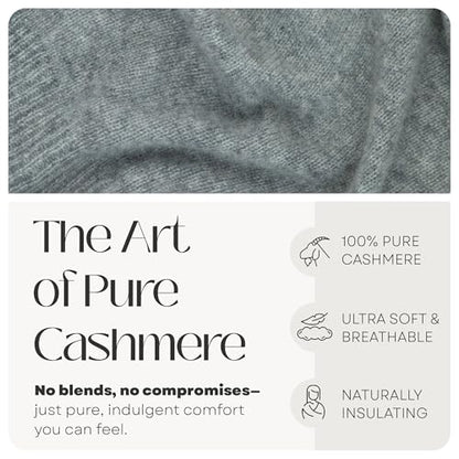 Velanio Cashmere 100% Cashmere Knitted Wrap Pashmina Shawl Extra Large Scarf Stole for Women Travel - color: Dark Grey
