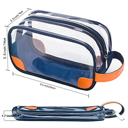 Lermende Toiletry Bag, Clear Shaving Dopp Kit for Men Travel Toiletry Bag with Hand Strap Unisex Bathroom Toiletries Organiser - color: Blue