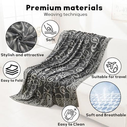 Travel Blanket Airplane - Ultra Soft & Lightweight Knit Design Compact Airplane Blanket,53x72 Inch,Stylish Travel Shawl Wraps for Flights,Office,Home Use,Travel Essentials & Gifts - color: Black