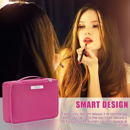 Queboom Travel Makeup Bag Cosmetic Bag Makeup Bag Toiletry bag for women and men (Rosy) - color: Rosy