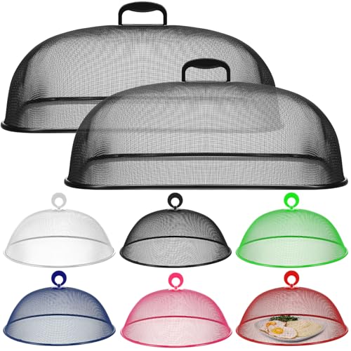 Hicarer 8 Pcs Metal Mesh Screen Food Cover for Outdoors Set Including Extra Large 18.5 in Mesh Food Tents and 11 in Large Dome Picnic Covers to Keep Bugs Away (Multicolor A) - color: Multicolor A