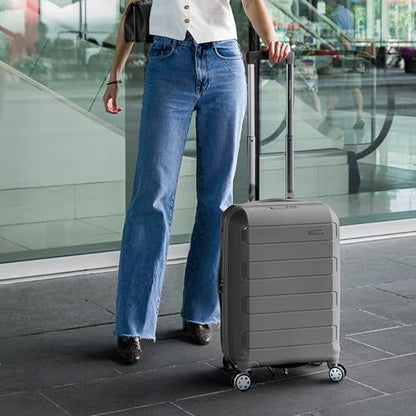 Traveler's Choice Pagosa Hardshell Expandable Luggage with Spinner Wheels, Gray, 27-Inch Medium - color: Gray, size: 27-Inch Medium