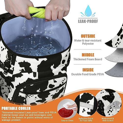 Cooler Backpack Insulated Leakproof Waterproof Backpack Cooler Bag 30/45 Cans, Large Capacity Lightweight Travel Camping Beach Backpack Cooler Ice Chest for Men and Women - color: cowprint, size: 30 Cans