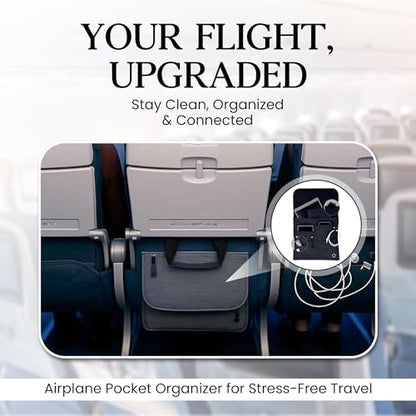 SO~MINE Airplane Pocket Organizer | Tray Table Cover | In Flight Seat Back Organizer Bag | Commuter Essential Travel Bag | Media Pouch For Flying | Travel Gift | Attaches To Luggage - color: Black