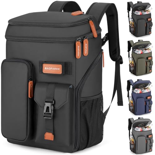 BAGPARKK Insulated Cooler Backpack,33/45 Cans Multifunctional Double Deck Leakproof Cooler Bag with Sternum Strap,Large Capacity Lightweight Travel Camping Beach Backpack - color: Black, size: 33Can
