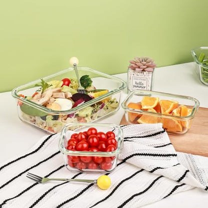 Liuruiyu 8 Pack Glass Food Storage Containers with Lids, Meal Prep Containers, Airtight Bento Boxes with Leak Proof Locking for Microwave, Oven, Freezer and Dishwasher, BPA Free - color: transparent