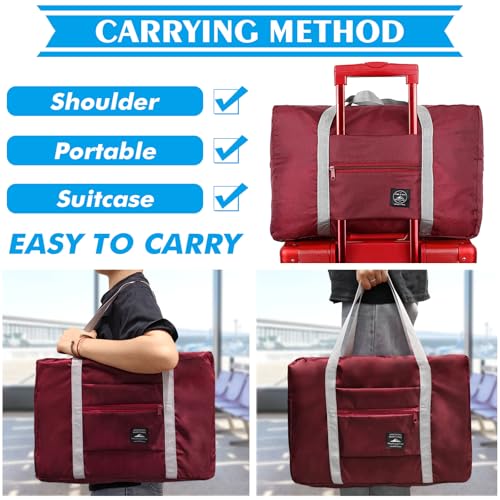 Travel Bag 36 Packes Carry on Luggage Foldable Duffel Bag Sports Gym Bag Weekender Overnight Bag Water Resistant Nylon Travel Duffel for Men Women - color: Red 36