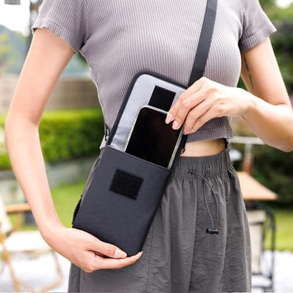 KIWIFOTOS Travel Cell Phone Pouch Crossbody Bag with Shoulder Strap for iPhone 17 16 15 14 Pro Max S26 S25 Ultar Neck Holder Smartphone Belt Holster Carrying Case - color: Black, Single Layer