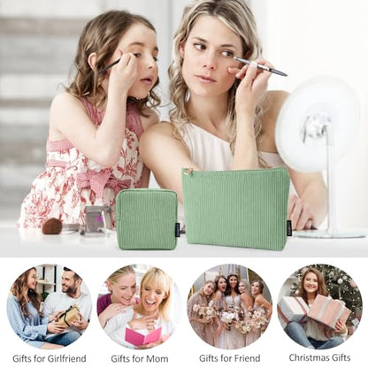 MAGEFY Makeup Bag Small Cosmetic Bag for Women - color: Green-2pcs-Small+Large