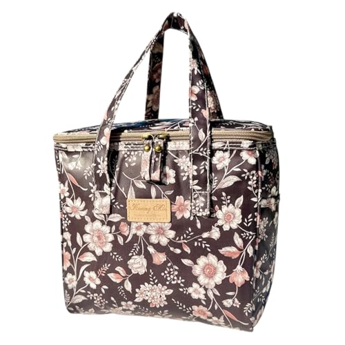 Kwang Min Floral Insulated Lunch Bag for Women,Reusable Lunch Box,Large Cooler for Office,Picnic Outdoors,Premium Quality Waterproof Fabric,Ideal Gift for Outdoors and work (Fall Floral) - color: Fall Floral