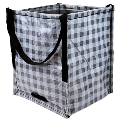 DURASACK Heavy Duty Storage Tote Bag 22-Gallon Rugged Woven Polypropylene Moving Bag, Reusable Self-Standing Design, Holds up to 500 Pounds, Single, Gingham Gray - color: Gingham Gray, size: Single
