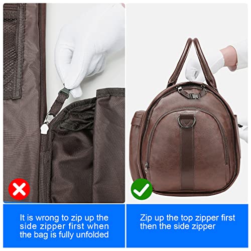 Modoker Convertible Leather Garment Bag, Carry on Garment Bags for Travel Waterproof Garment Duffel Bag Gifts for Men Women Business - 2 in 1 Hanging Suitcase Suit Travel Bags in Brown - color: A-Dark Brown