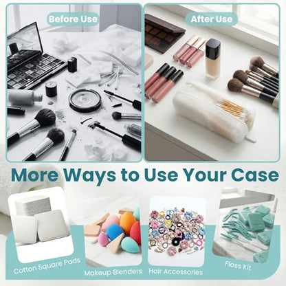 Cotton Pad Swab Travel Case, 2-in-1 Waterproof Organizer, VISFRESH (Clear) - color: Clear