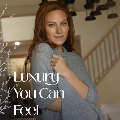 Velanio Cashmere 100% Cashmere Knitted Wrap Pashmina Shawl Extra Large Scarf Stole for Women Travel - color: Light Grey