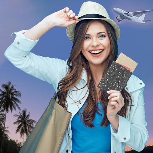 HOTCOOL Passport Holder Travel Essentials Airplane & Cruise Essentials Ship Leather Wallet Cover Case RFID Blocking Women & Men Vacation Travel Accessories Gifts Deals, Glitter - Black - color: B Glitter Black