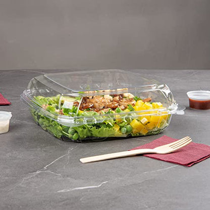 Restaurantware Thermo Tek 45.7 Ounce Clamshell Containers 100 Anti-Fog To Go Food Containers - Freezable Rectangle Clear Plastic Food Packaging Containers Disposable - size: 46 oz