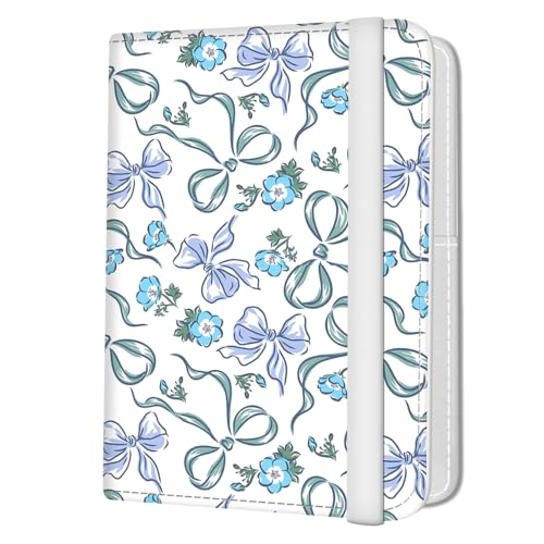 Passport Holder for Travel Essentials, Leather RFID Blocking Passport Wallet Cover Case, Cute Passport Book Holders for Women and Men Blue Bowtie - color: Blue Bowtie